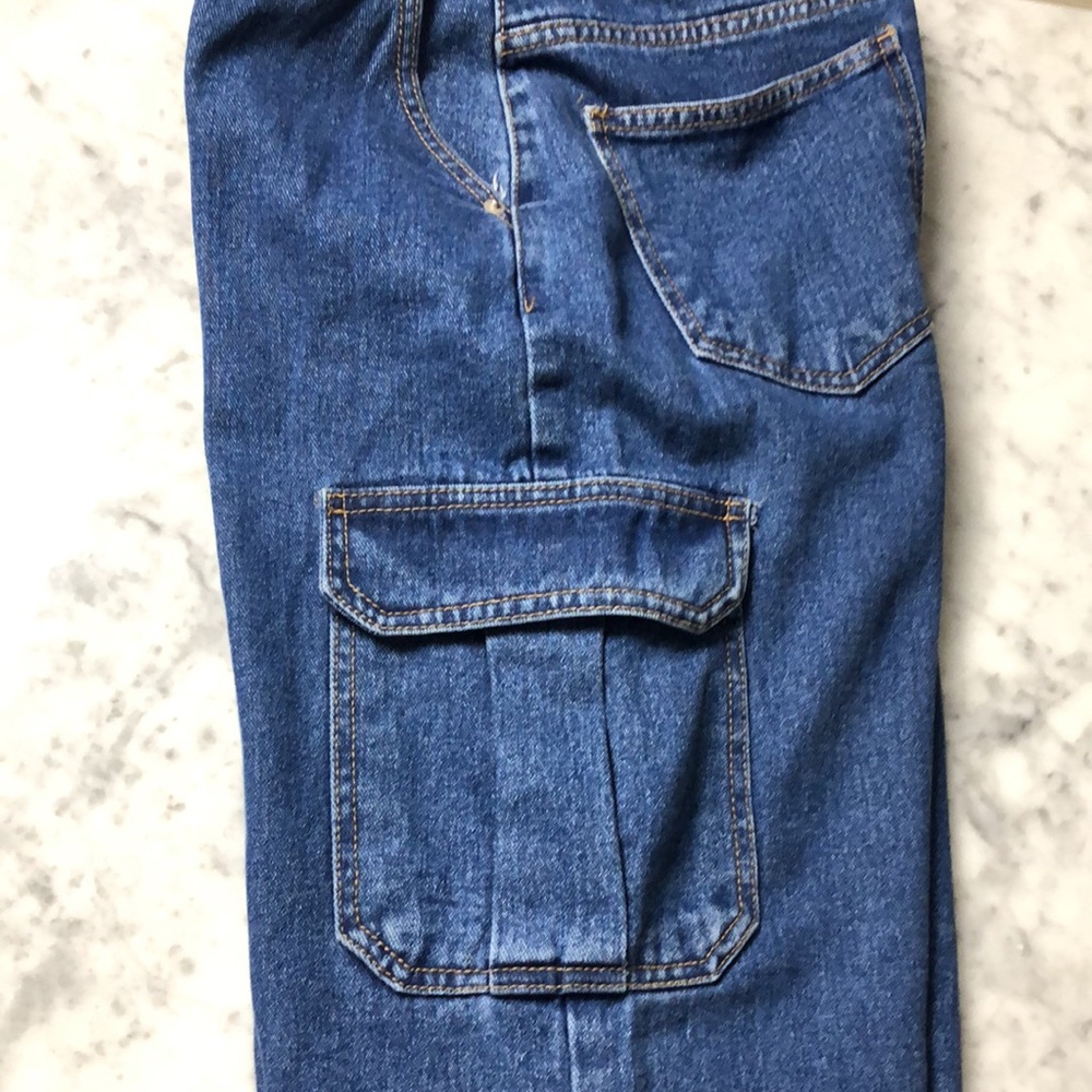 The Frankie Shop Blue Denim Cargo Jeans Wide leg Size S - Picture 6 of 13
